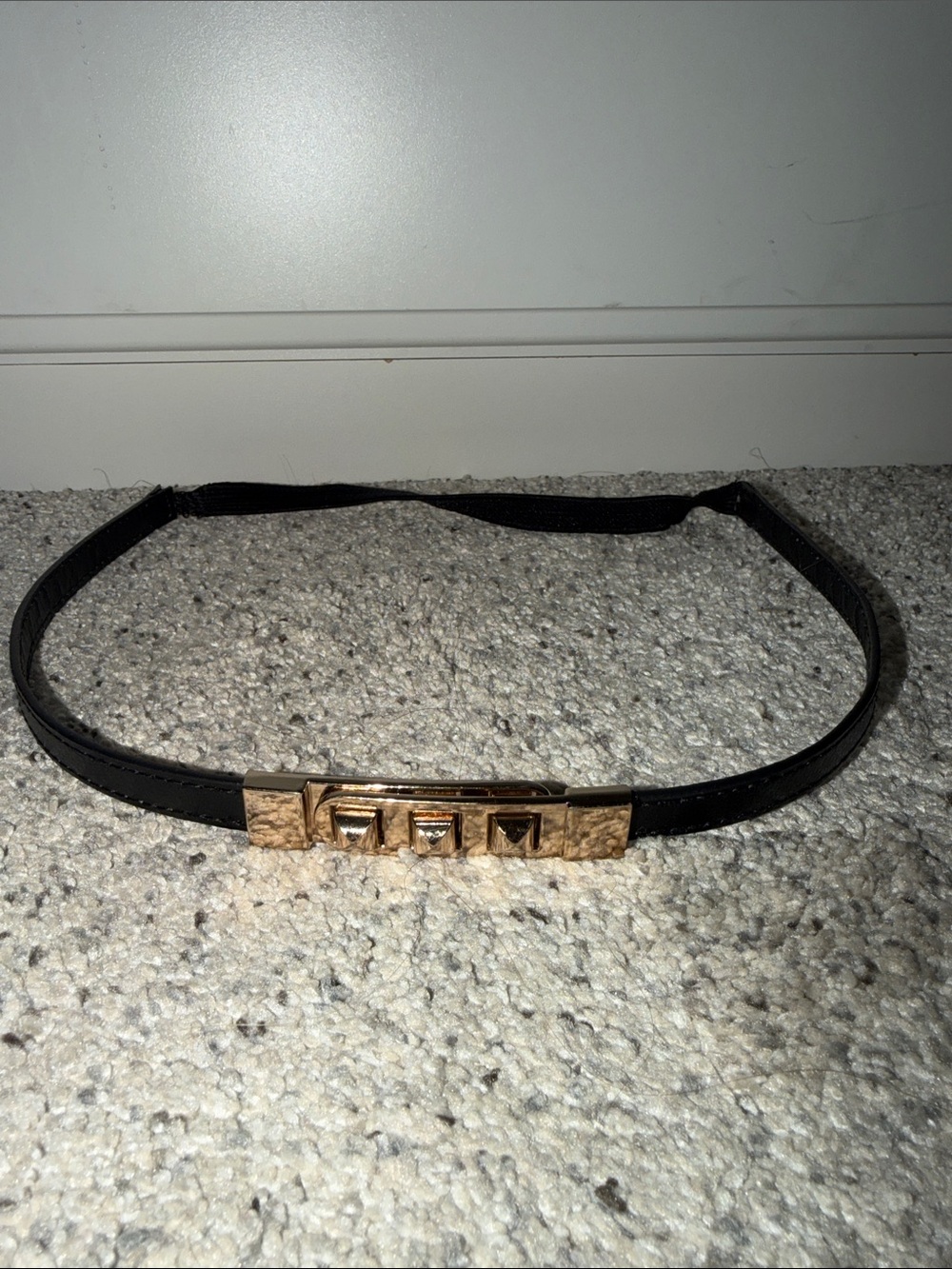 bebe Black Belt with Gold Tone Decorative Buckle